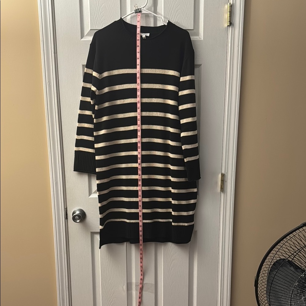 Black and Cream Striped Sweater Dress